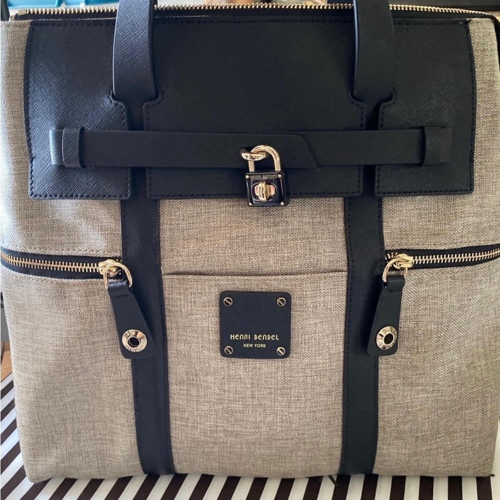 New Henri Bendel Tweed Canvas Jetsetter Backpack Satchel Crossbody Bag
